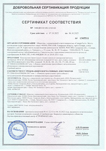 Сертификат соответствия панели